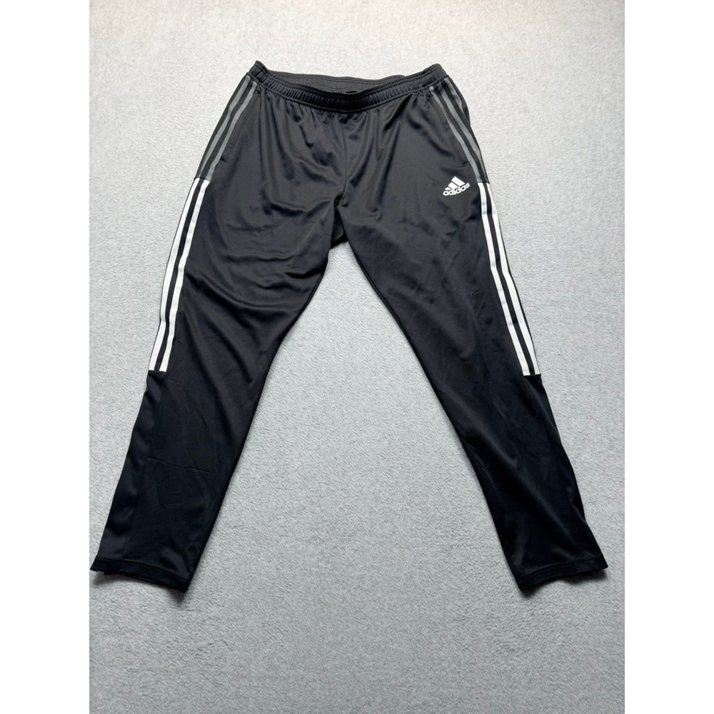 Adidas Tiro Track Pants Mens XL Black White Grey 3 Stripe Athletic Jogger
